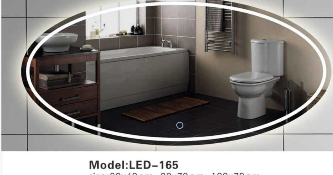 Oval Frameless Bluetooth LED Hotel Room Decorative Smart Styling Lamp Mirror