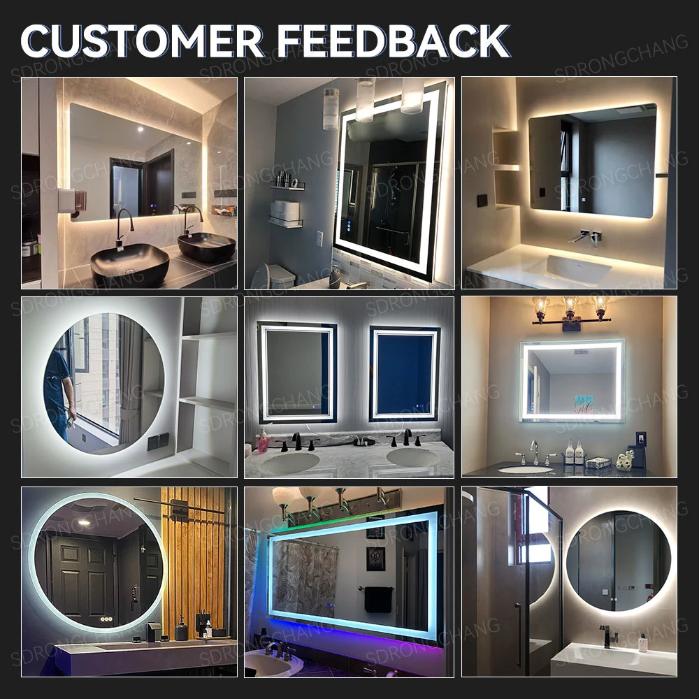 Intelligent LED Makeup Bathroom Smart Luxury Wall Mounted Lighted Mirror
