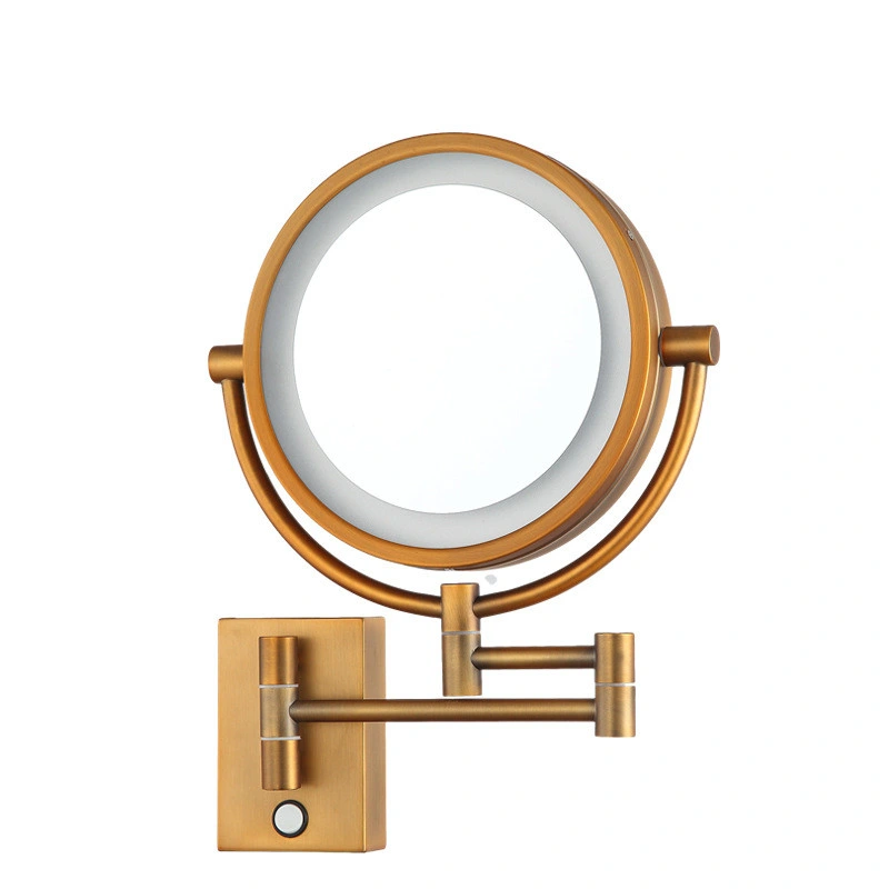 LED Folding Mirror Rotatable Hotel Bathroom Wall Mounted Makeup Mirror with Light Magnifying Beauty Mirror