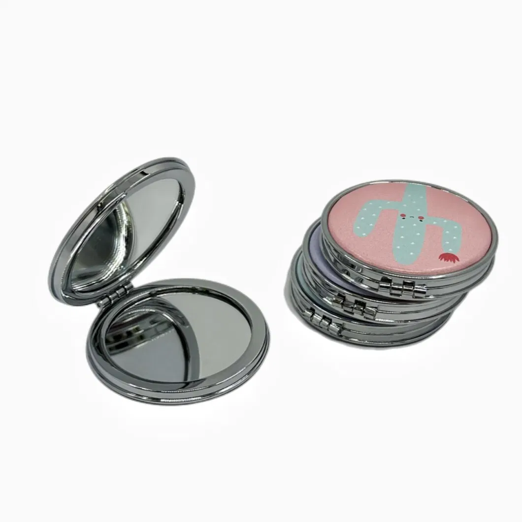 Hot Selling Round Leather Mini Magnifying Pocket Cosmetic Mirror for Gift