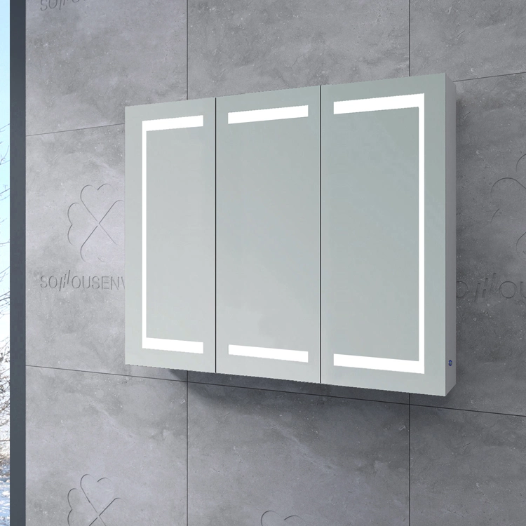 with Shelves Smart Aluminum Frame Backlit SMD3528 LED Light Illuminated Bathroom Cabinet Mirror IP44