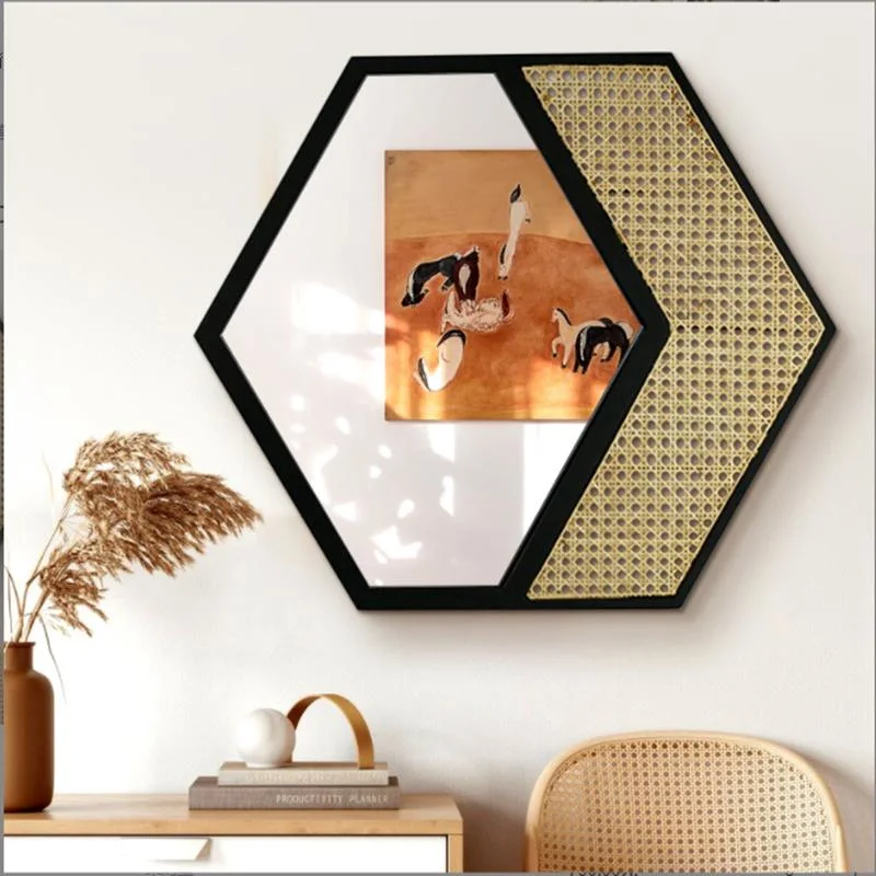 Home Mirror Decoration Retro MDF Solid Wood Mirror Bedroom Mirror