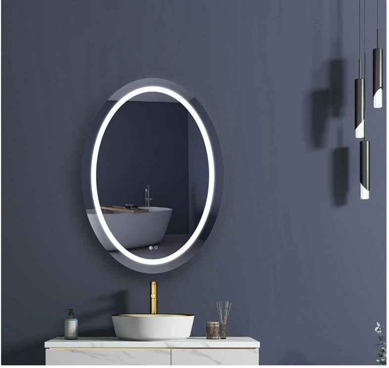 Salon Furniture Smart Home Bathroom Furniture LED Lighted Oval Bathroom Vanity Mirror