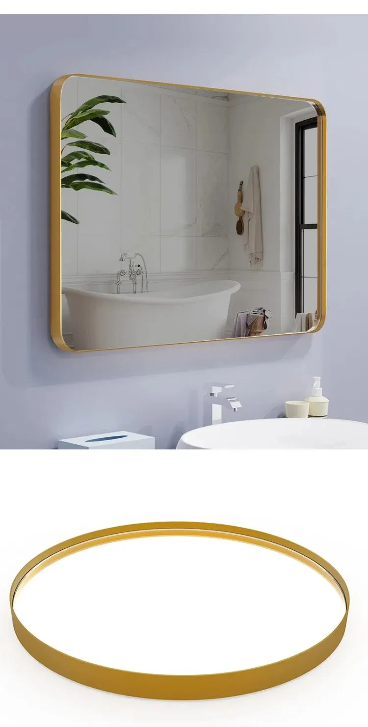 Bathroom Decoration Wall Mounted Gold Stainless Steel Metal Frame Mirror