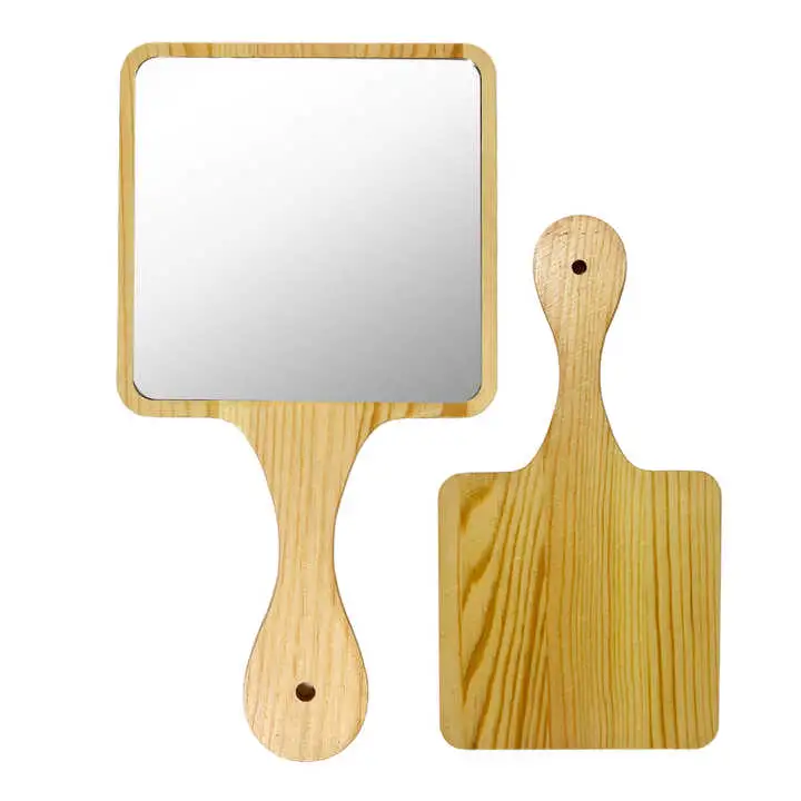 Bedroom Round Cosmetic Bath Hand Wooden Mirrors