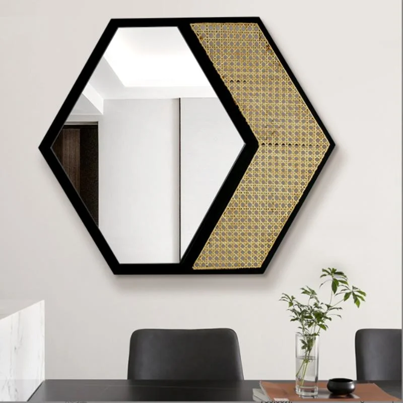 Home Mirror Decoration Retro MDF Solid Wood Mirror Bedroom Mirror