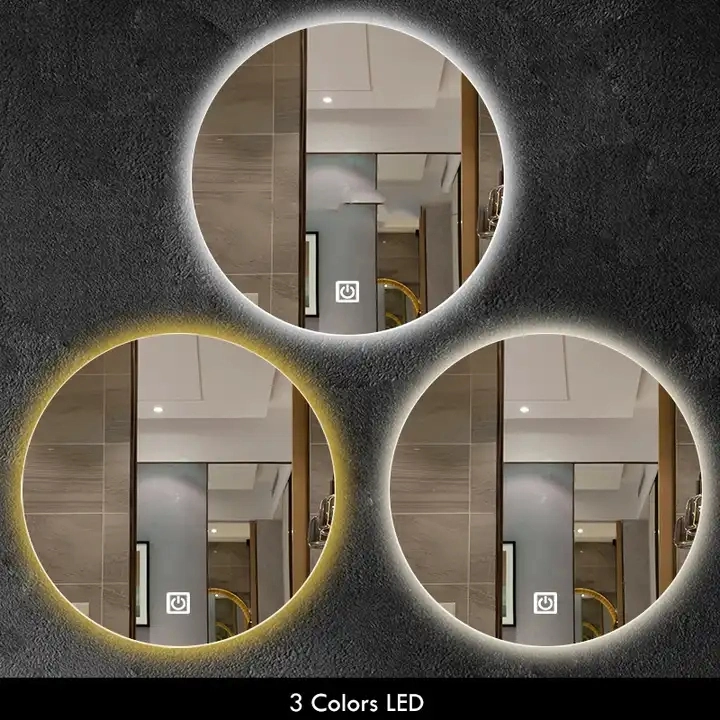 2023 Modern Large Round Frame Defogger Standing Arch Bathroom LED Bathroom Mirror Decorative Mirror with Light