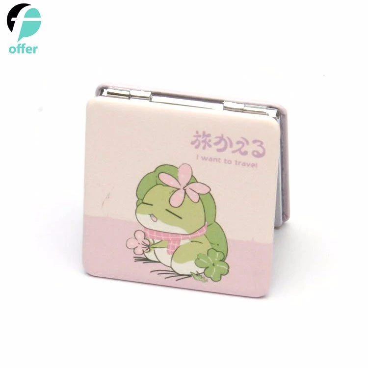 Square Folding Travel Frog Pocket Cosmetics Makeup Etiquette Beauty Hand Mirror