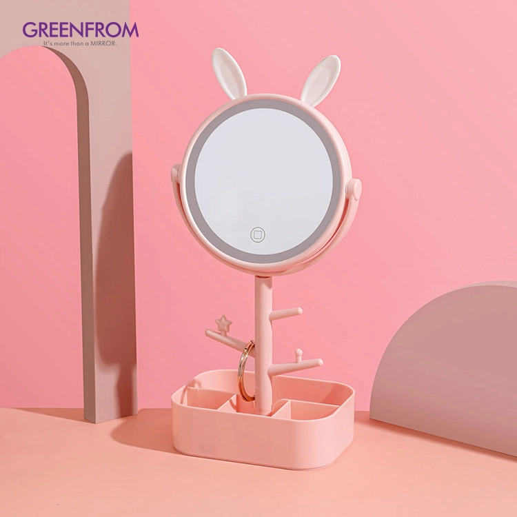 Wholesale Double Sides LED Makeup Vanity Mirror with 2 Light Setting and 5X Magnifying LED Table Mirror Gmx1801