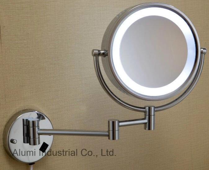 Hotel Wall-Mounted Double Sided Magnifying Mirror with LED Light