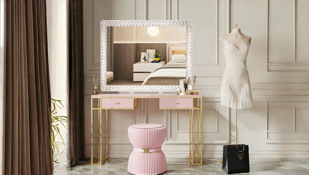 Diamond Crystal Effect Dressing Table Vanity Lamp Mirror with Light