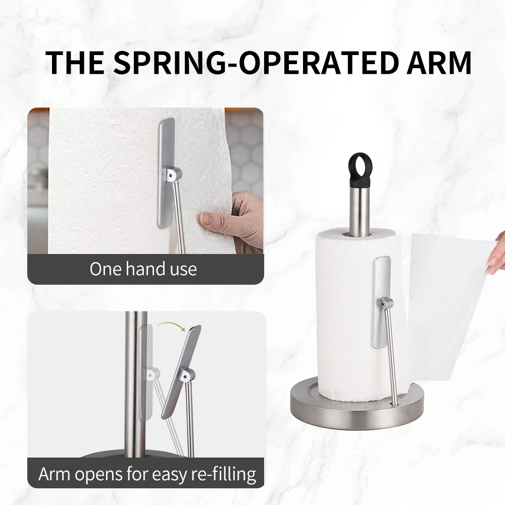 Stainless Steel Paper Towel Holder with Spring Arm