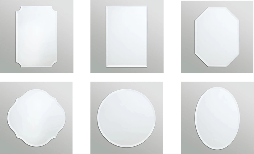 5mm 6mm Rectangle Oval Round Bathroom Frameless Bath Decorative Wall Mirror for OEM Packaging