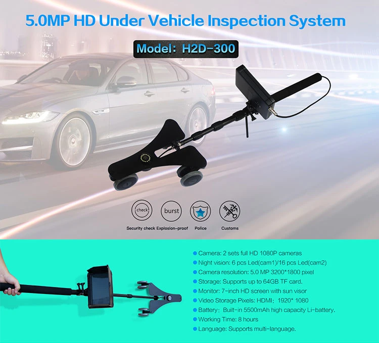 7inch HD LCD Screen 1080P Under Vehicle Scanning System Car Video Inspection Telescopic Camera Monitor System