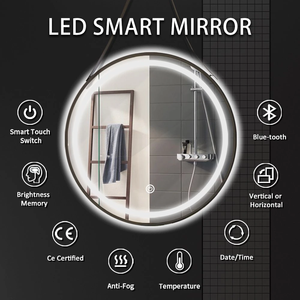 Bathroom Decorative Black Aluminum Frame LED Mirror