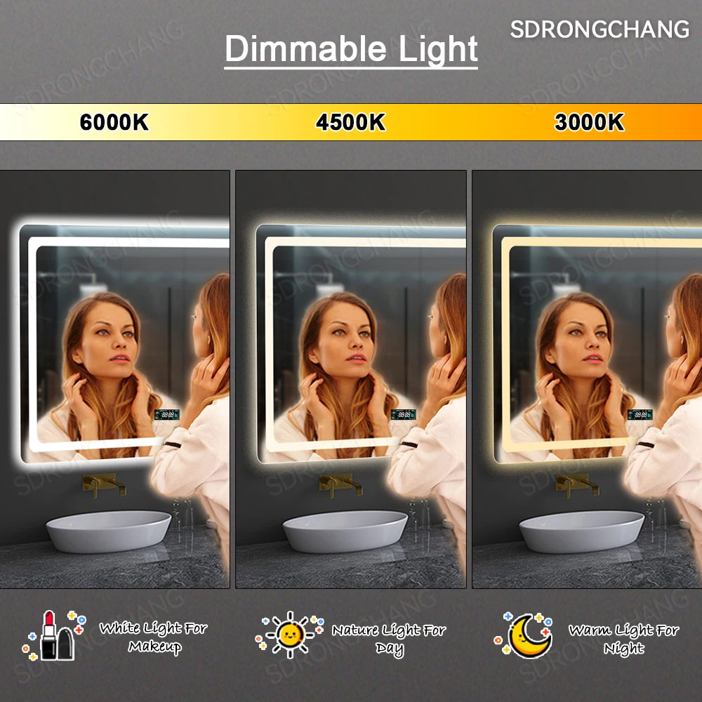 Bathroom Smart LED Mirror for Home Decoration with Bluetooth and Touch Sensor