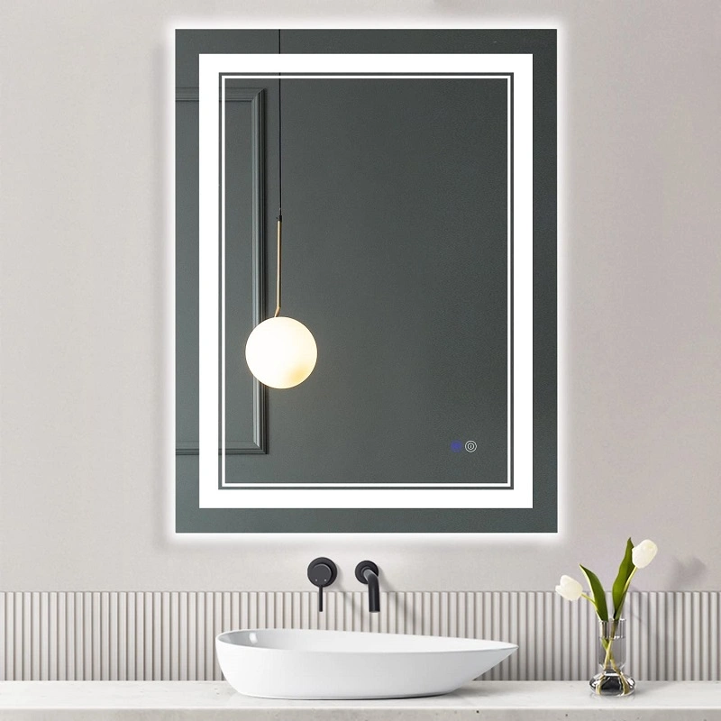 Customized Anti-Fog Wall Mounted Magnifying Makeup Mirror LED Light Smart Touch Sensor Bathroom Mirror