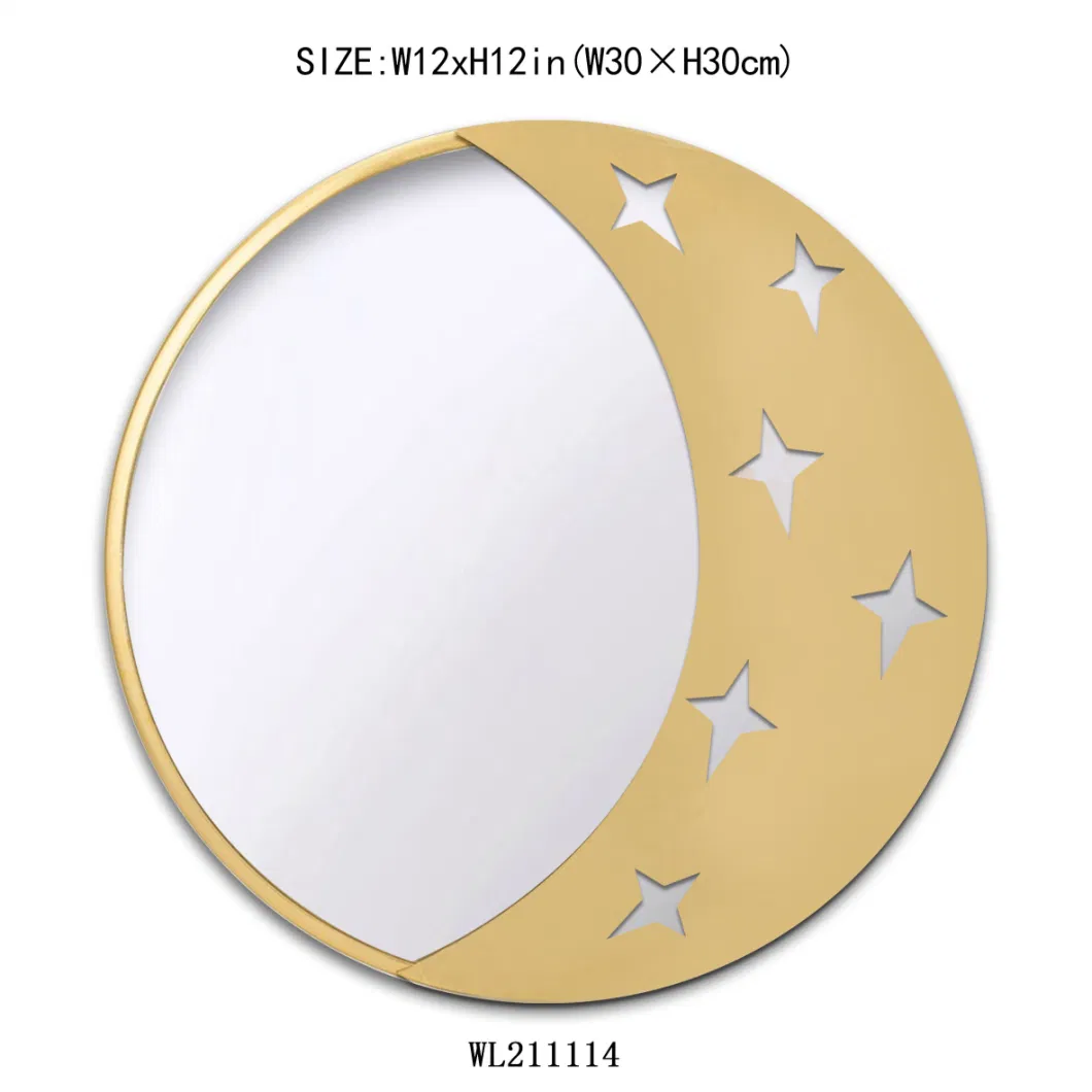 Creative Golden Mirror Iron Wall Mirror Special Shape for Wall Mirror &quot;Moon and Stars&quot;for for Bathroom Mirror for Children Mirror for Children Gift