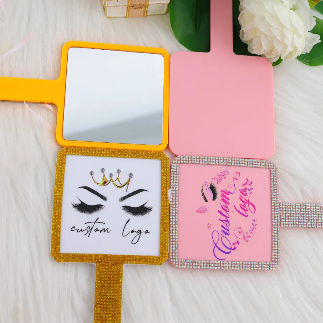 Hand Makeup Mirror with Handle Custom Cosmetic Customise Your Pocket Mirror Logo Hand Mirror for Beauty Girl Apply Cosmetics