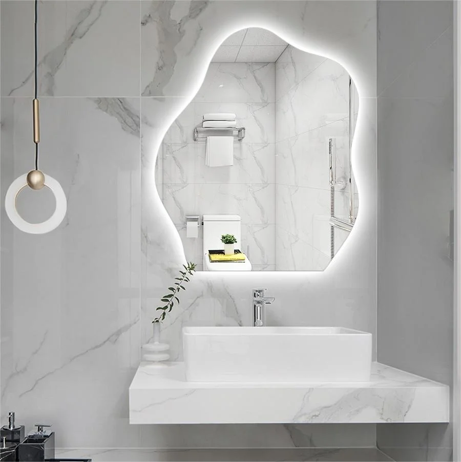 New Designed Half Moon Frosted Shape Round Bathroom LED Mirror