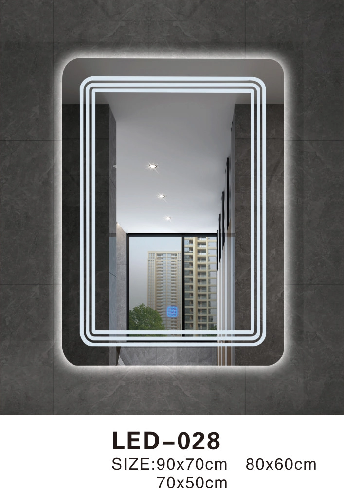 Home Bathroom Decorative Glass Mirror Dressing Mirror Decorative Mirror Touch Screen Bathroom Mirror Wall Mounted Metal Frame Smart LED Mirror