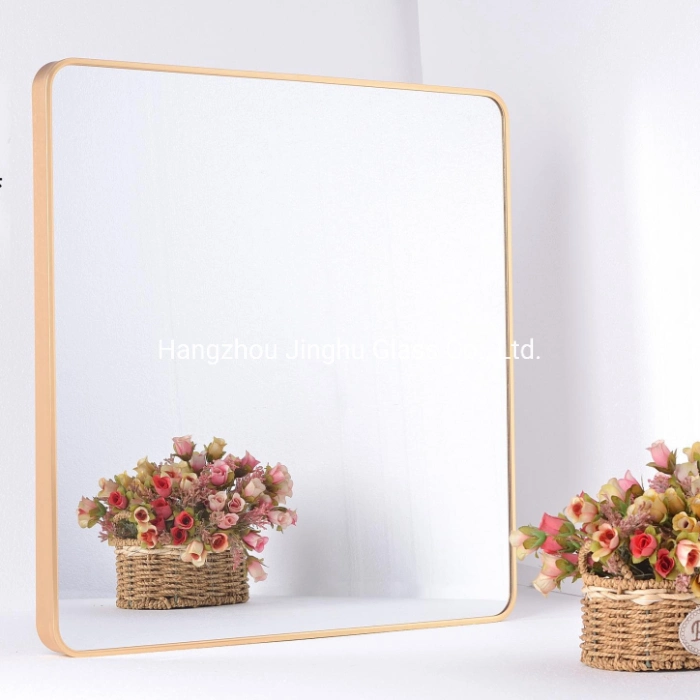 Home Decor Decorative Gold Golden Black Round Rectangle Aluminum Framed Frame Bathroom Wall Mirror