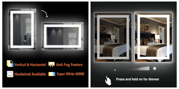 Modern Smart Frameless Fog Free Lighted Bathroom Backlit LED Mirror