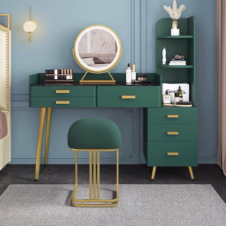 Multiple Storage Design Hotel Home Bedroom Furniture Marble Makeup Dresser Mirror Dressing Table