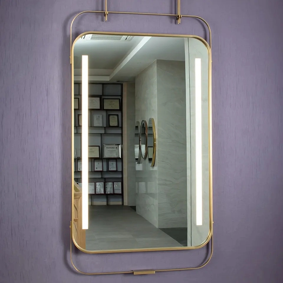 Luxury Square Frame Decorative Wall Mounted Mirror with Lighting