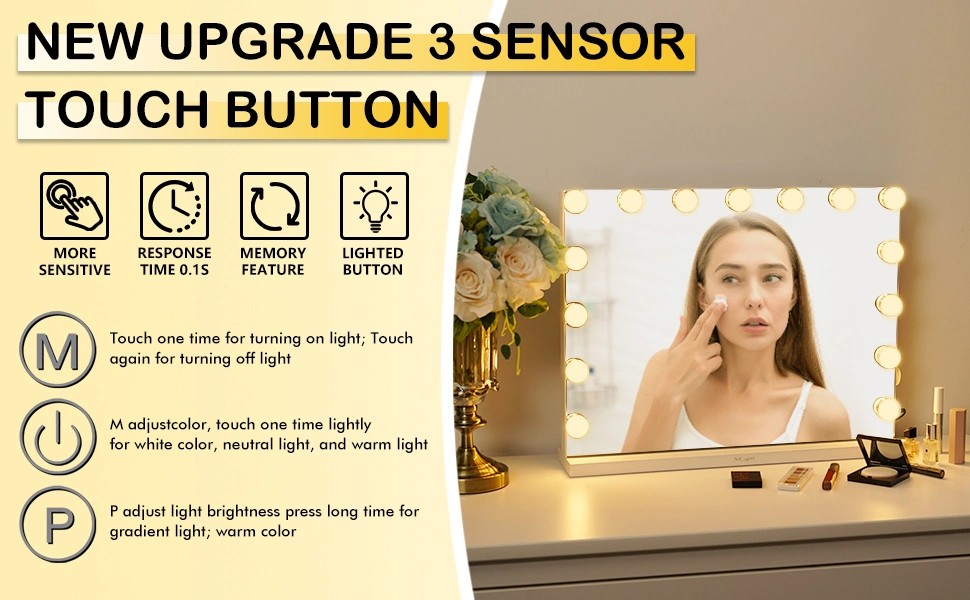 Hollywood Wall Mounted Makeup Mirror Dimmer Switch LED Mirror