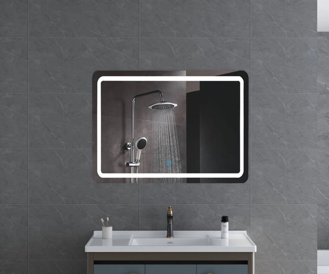 Modern Style Rectangle LED Metal Frame Mirror for Bathroom