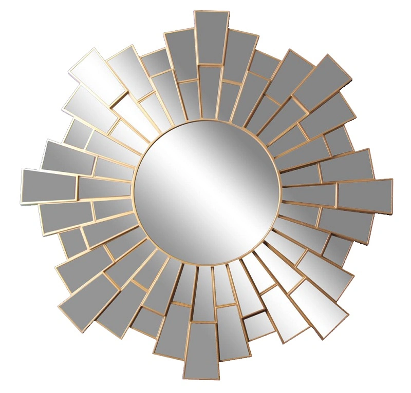 Gold and Champagne Sunburst Wave Round Mirror Wall Decor