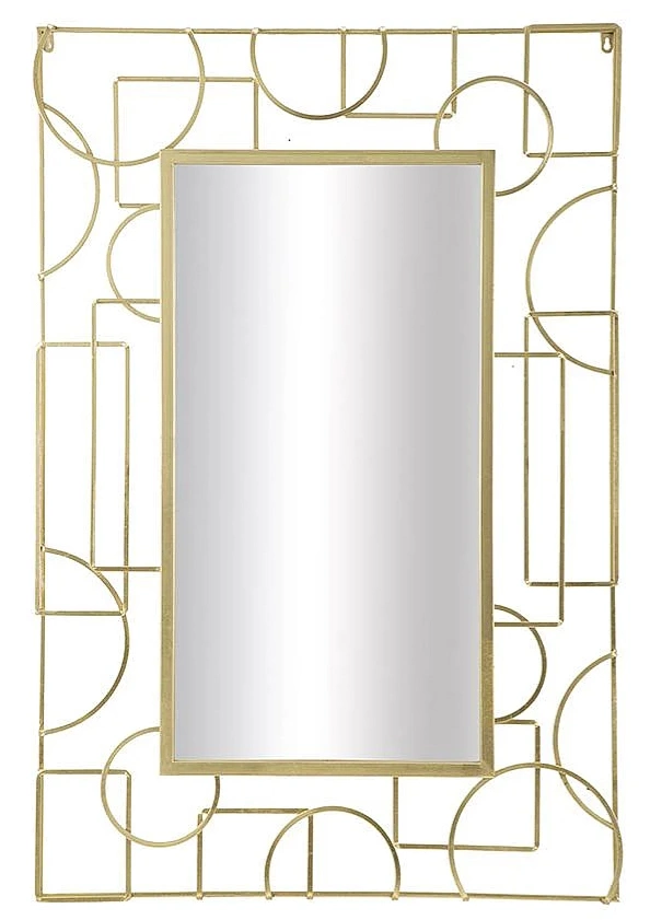 Handmade Rectangle Gold Coating Iron Frame Luxury Wall Mirror