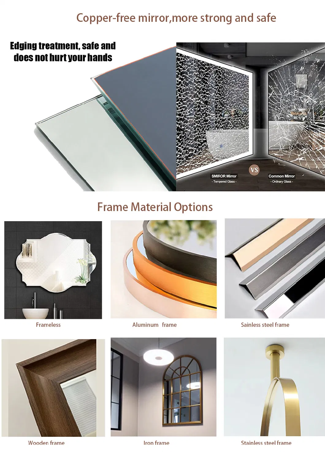 Factory Price Dressing Mirror/ Standing Mirror/ Frame Mirror/ Decorative Mirrors/ Big Mirrors/ Furniture Mirrors / Metal Frame Mirror