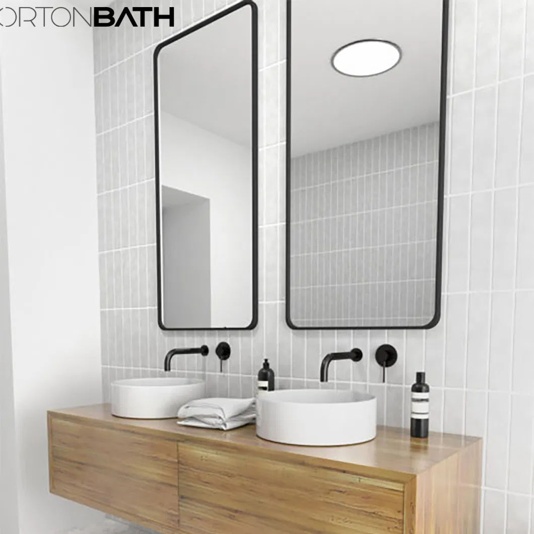 Ortonbath Rectangle Wall Mirror with Metal Rounded Corner Frame for Contemporary Bathroom Vanity Vertical or Horizontal