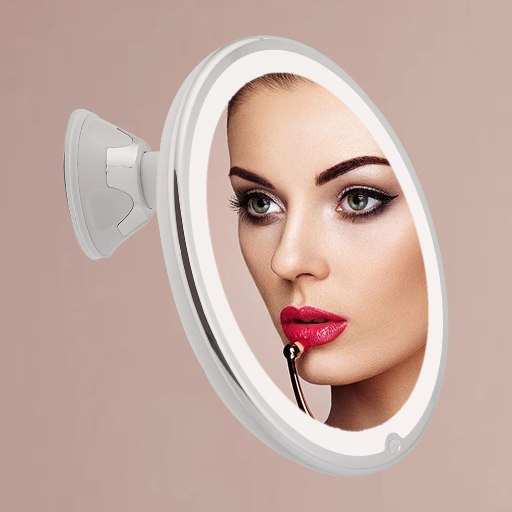 Upgraded 10X Magnifying Lighted Makeup Mirror with Touch Control, Powerful Locking Suction Cup, and 360 Degree Rotating Arm, Magnifying Mirror with Lights