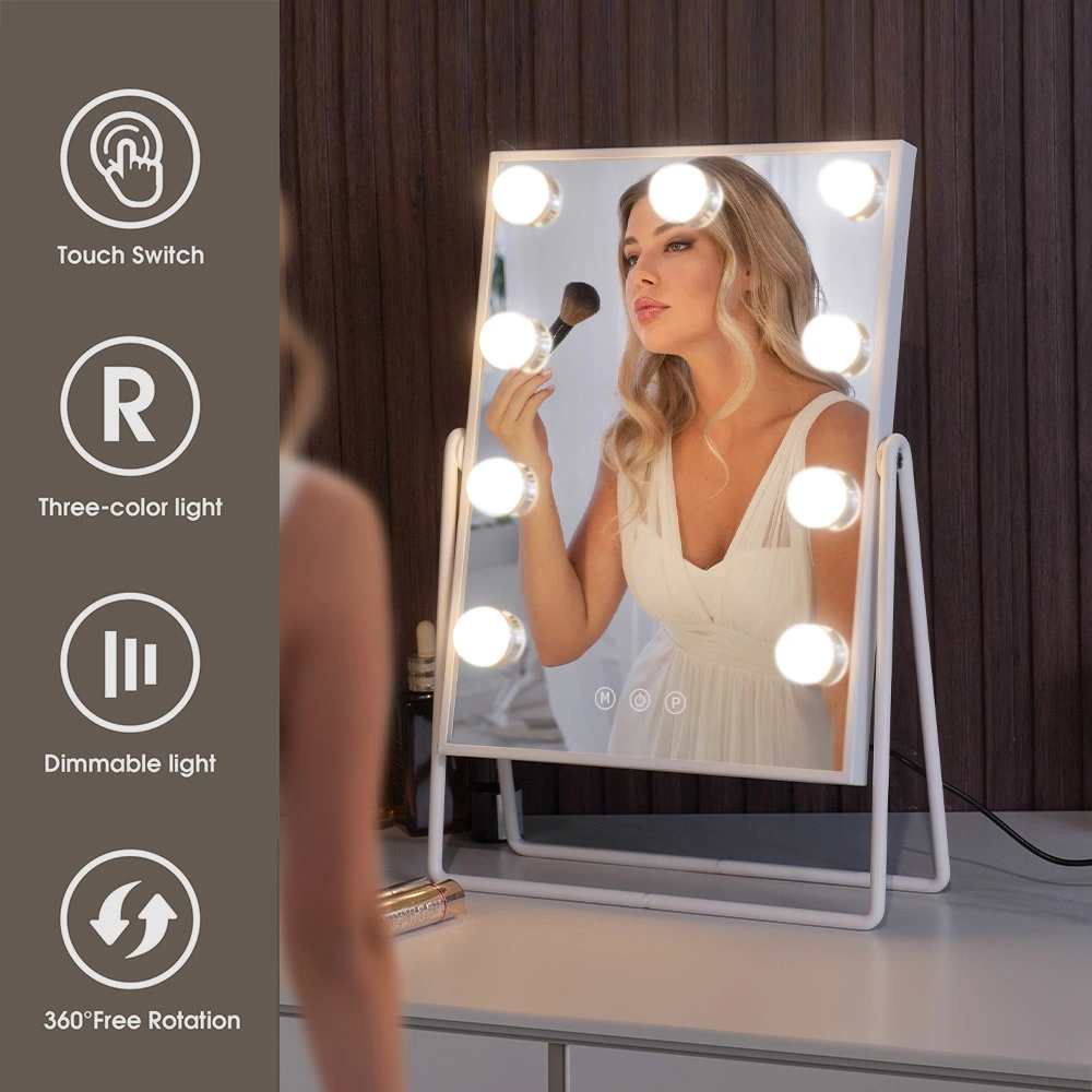 Rectangle Standing Bulb Mirror Beautiful Makeup Mirror Single Sides