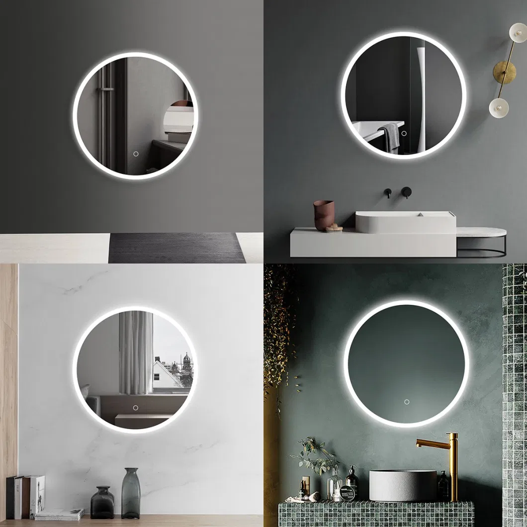 Factory Customized Round Spremium Light with Bathroom Mirrors Frameless Styling Glass Mirror