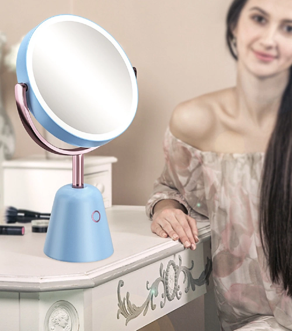 Double-Sided LED Illuminated Cosmetic Mirror Tabletop LED Lighted Foldaway Vanity Mirror Portable Bl17684