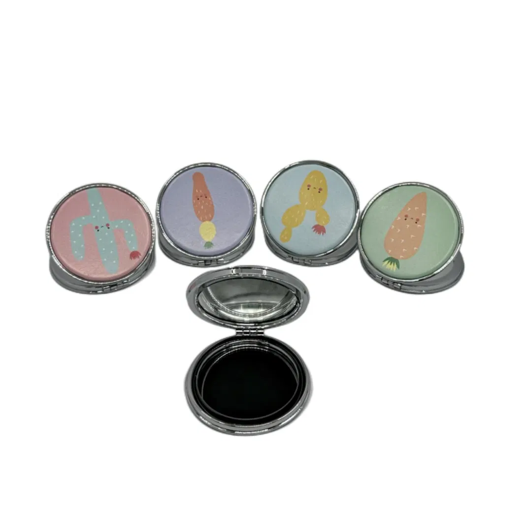 Hot Selling Round Leather Mini Magnifying Pocket Cosmetic Mirror for Gift