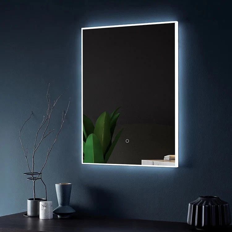 Round Square Acrylic Solid Surface Frame Hotel Bathroom LED Lighted Mirror