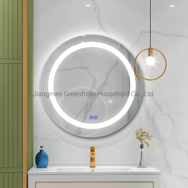 Large Hotel Bathroom Lighted Round Shape Wall Mirror