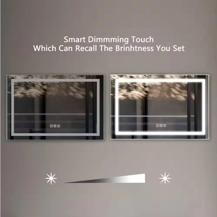 Modern Touch Screen Backlit LED Bath Mirrors Smart Antifog Wall Mirror