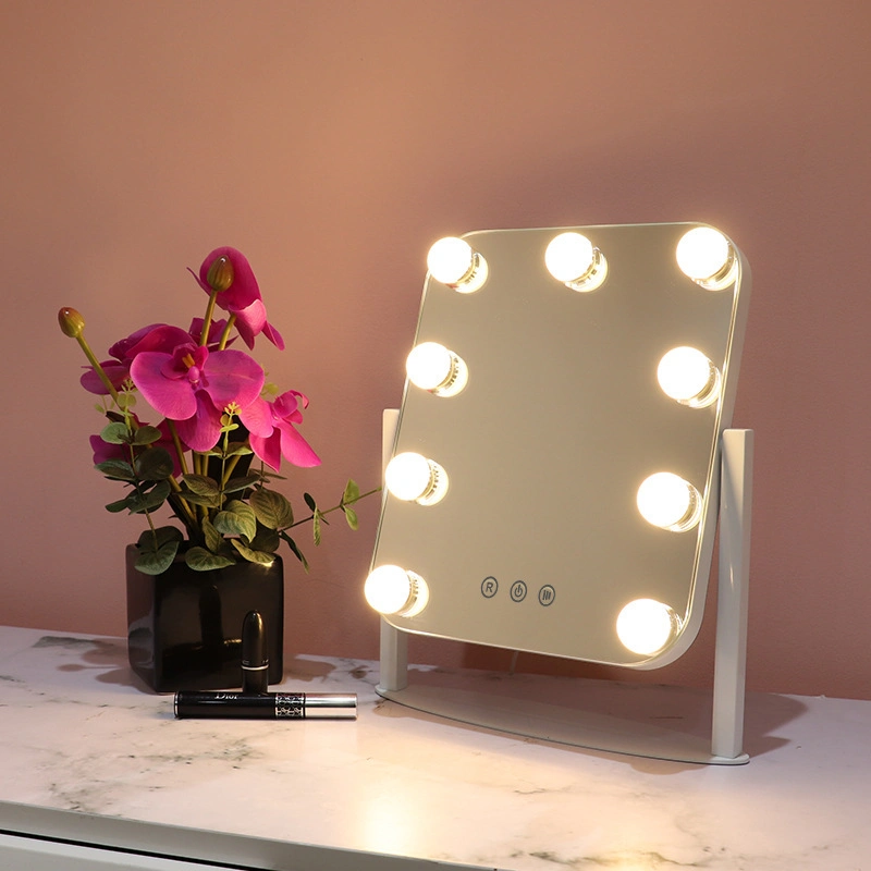 Vanity LED Makeup Mirror with Lights Hollywood with 9 Dimmable Bulbs &amp; 3 Color Lighting Modes