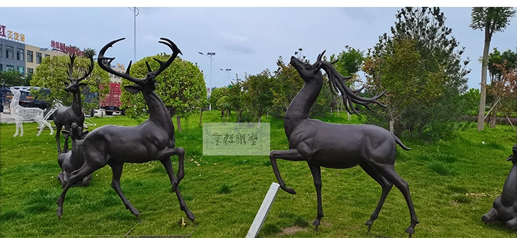 Large Stainless Steel Sculpture Customized Hollow Deer Animal Luminous Landscape Sketch Iron Art Outdoor Metal Mirror Design