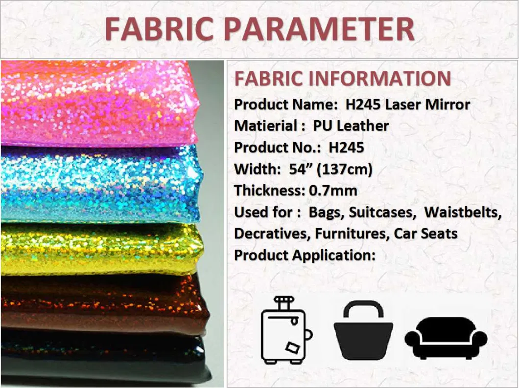 High Quality Laser Mirror Pattern PU Synthetic Faux Artificial Leather (H245)