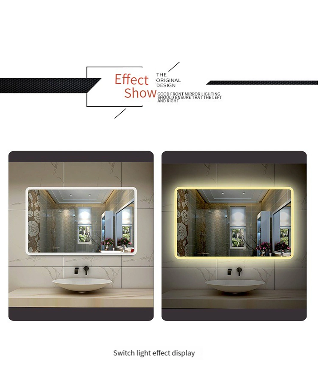 Factory Wall Mounted Frameless Lighted Rectangular Round Bathroom LED Mirror