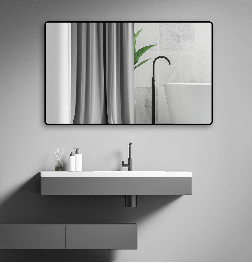 Customized Square Silver Frameless Wall Mounted Hanging LED Smart Mirror in Bathroom