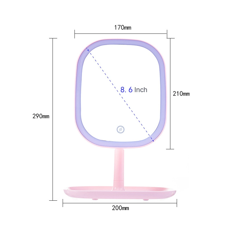 Three Color Temperature LED Cosmetic Mirror Illuminated Lighted Makeup Vanity Mirror with Touch Dimmble Switch