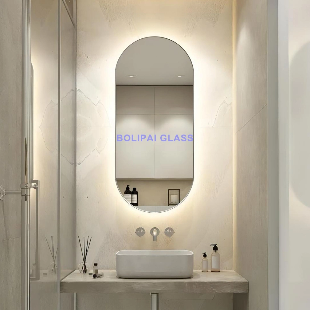 Custom Salon Touch LED Wall Mirrors Frameless Bath Mirrors with Time Display